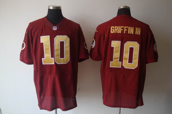 Nike NFL Redskins 10 Griffin III red Elite Jersey gold number