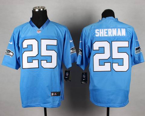Nike NFL Seahawks 25# Sherman light blue elite jersey