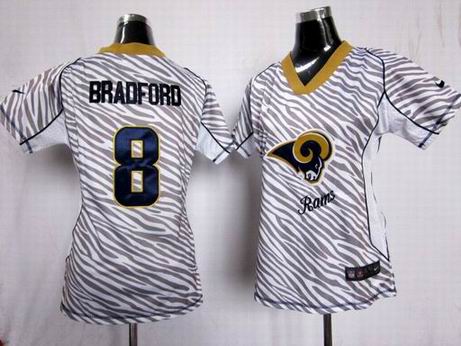 Nike NFL St. Louis Rams 8 Bradford women zebra fashion jersey