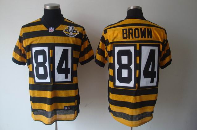 Nike NFL Steelers 84 Brown Yellow throwback Jersey 80 Seasons