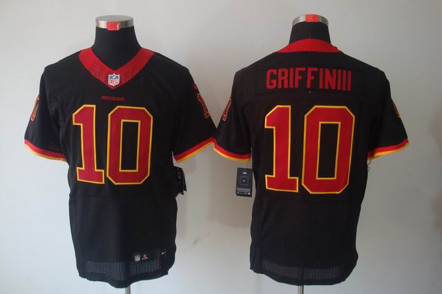 Nike NFL Washington RedSkins 10 Griffin III Black Elite Jerseys