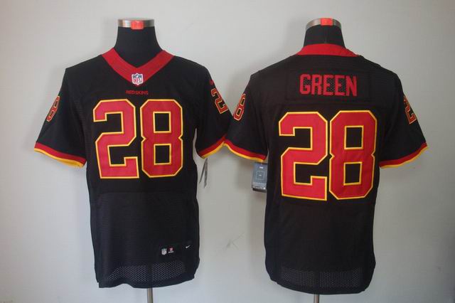 Nike NFL Washington RedSkins 28 Green Black Elite Jerseys