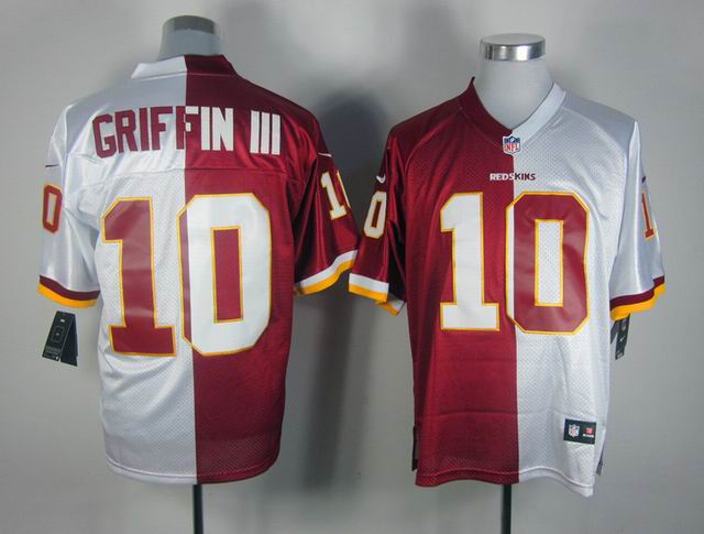 Nike NFL Washington Redskins #10 Robert Griffin III white-red elite split jerseys