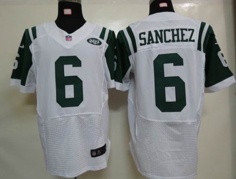 Nike New York Jets 6 Sanchez White Elite Jerseys