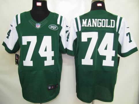 Nike New York Jets 74 Mangold Green Elite Jerseys