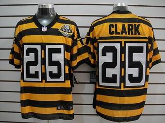 Nike Steelers 25 Clark Yellow Black 80 Anniversary Throwback Jersey