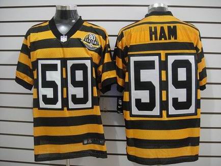 Nike Steelers 59 Ham Yellow Black 80 Anniversary Throwback Jersey