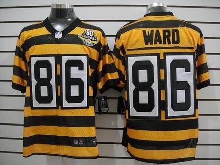 Nike Steelers 86 Ward Yellow Black 80 Anniversary Throwback Jersey