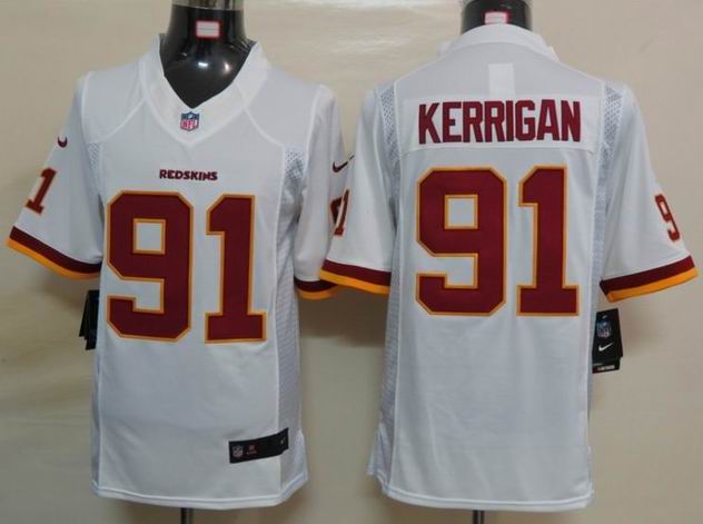 Nike Washington Red Skins 91 Kerrigan White Limited Jerseys
