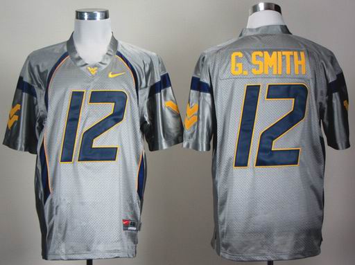 Nike West Virginia Mountaineers Geno Smith 12 Grey College Football Jersey
