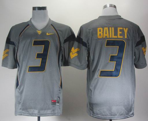 Nike West Virginia Mountaineers Stedman Bailey 3 Grey College Football Jersey
