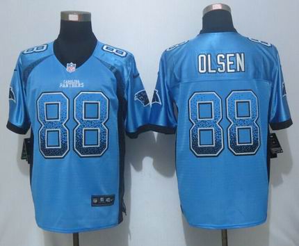 Nike nfl Carolina Panthers  88 Olsen Drift Fashion Blue Elite Jersey