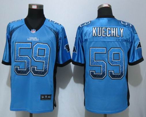 Nike nfl Carolina Panthers 59 Kuechly Drift Fashion Blue Elite Jersey