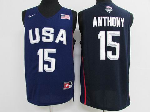 Olympic Basketball USA #15 Anthony blue jersey