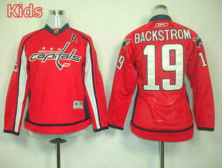 Washington Capitals 19 Nicklas Backstrom KIds Jersey Red Hockey