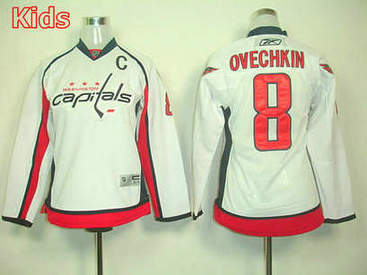 Washington Capitals 8 Alex Ovechkin Kids Jersey White Hockey