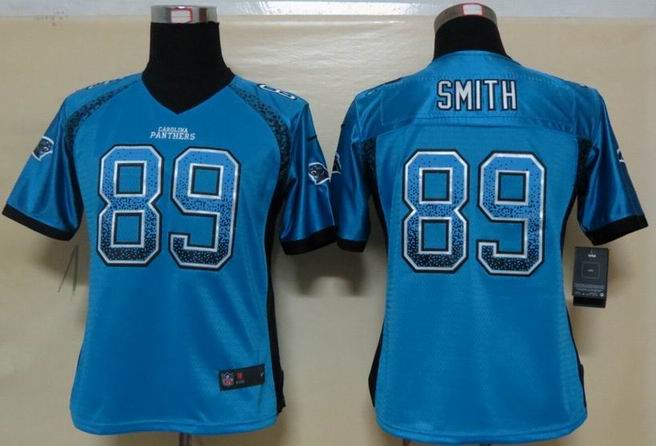 Women 2013 NEW Nike Carolina Panthers 89 Smith Drift Fashion Blue Elite Jersey