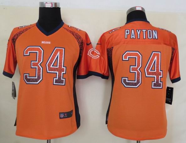 Women 2013 NEW Nike Chicago Bears 34 Payton Drift Fashion Orange Elite Jerseys
