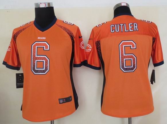 Women 2013 NEW Nike Chicago Bears 6 Cutler Drift Fashion Orange Elite Jerseys