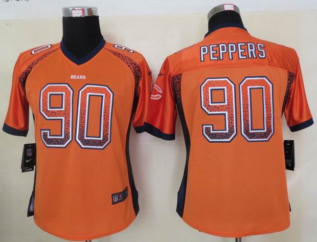 Women 2013 NEW Nike Chicago Bears 90 Peppers Drift Fashion Orange Elite Jerseys
