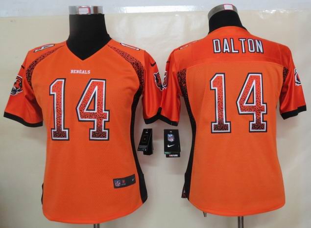 Women 2013 NEW Nike Cincinnati Bengals 14 Dalton Drift Fashion Orange Elite Jerseys
