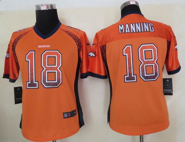 Women 2013 NEW Nike Denver Broncos 18 Manning Drift Fashion Orange Elite Jersey