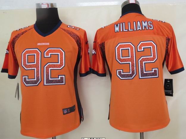 Women 2013 NEW Nike Denver Broncos 92 Williams Drift Fashion Orange Elite Jersey