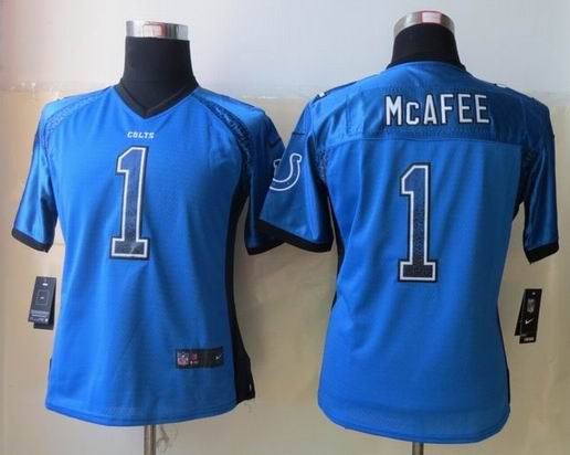 Women 2013 NEW Nike Indianapolis Colts 1 McAfee Drift Fashion Blue Elite Jerseys