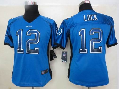 Women 2013 NEW Nike Indianapolis Colts 12 Luck Drift Fashion Blue Elite Jerseys