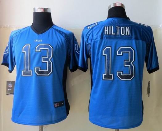 Women 2013 NEW Nike Indianapolis Colts 13 Hilton Drift Fashion Blue Elite Jerseys