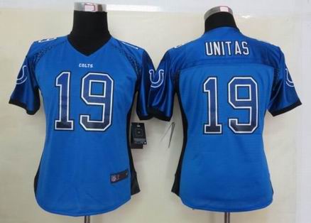 Women 2013 NEW Nike Indianapolis Colts 19 Unitas Drift Fashion Blue Elite Jerseys