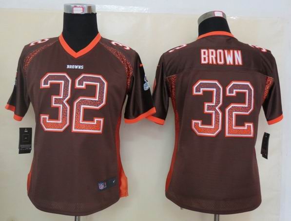 Women 2013 New Nike Cleveland Browns 32 Brown Drift Fashion Brown Elite Jerseys