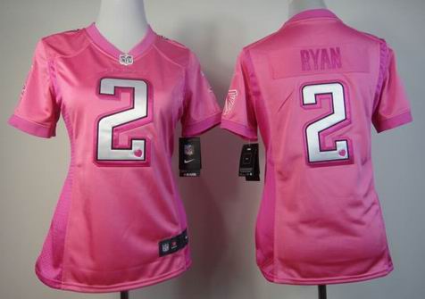 Women Nike Atlanta Falcons 2 Ryan pink jersey with heart