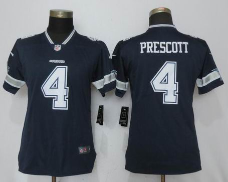 Women Nike Dallas cowboys #4 Prescott blue Jersey