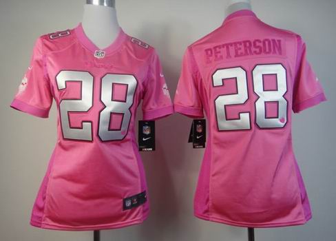 Women Nike Minnesota Vikings 28 Peterson pink Jersey with heart