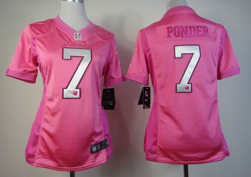 Women Nike Minnesota Vikings 7 Ponder pink Jersey with heart