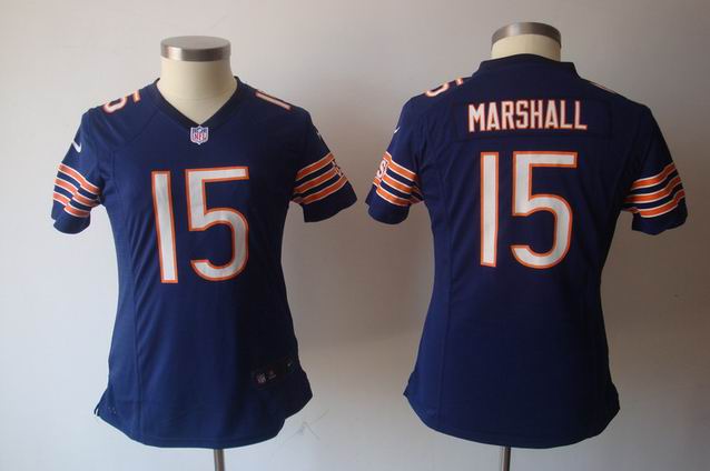 Women Nike NFL Bears 15 Marshall blue game jersey