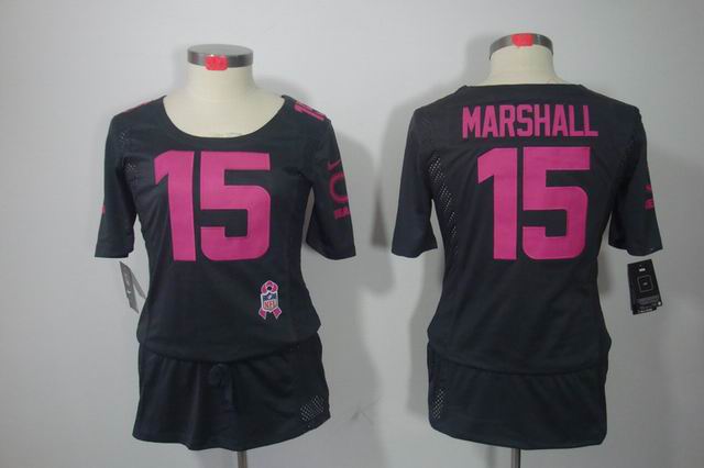 Women Nike NFL Chicago Bears 15 Marshall dark grey breast Cancer elite jersey