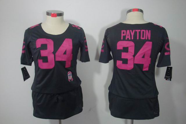 Women Nike NFL Chicago Bears 34 Payton dark grey breast Cancer elite jersey