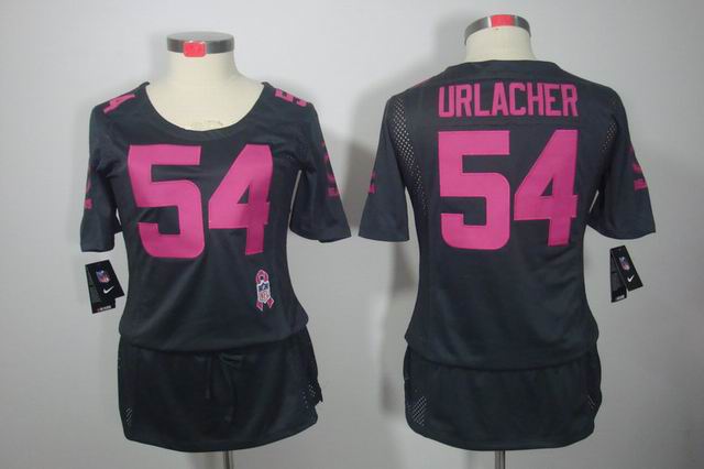 Women Nike NFL Chicago Bears 54 Urlacher dark grey breast Cancer elite jersey