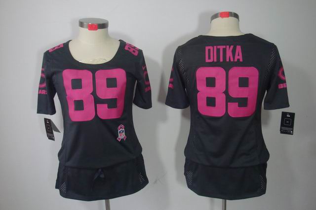 Women Nike NFL Chicago Bears 89 Ditka dark grey breast Cancer elite jersey