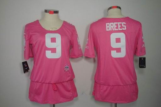 Women Nike NFL New Orleans Saints 9 Brees Cancer Awareness Pink Jersey