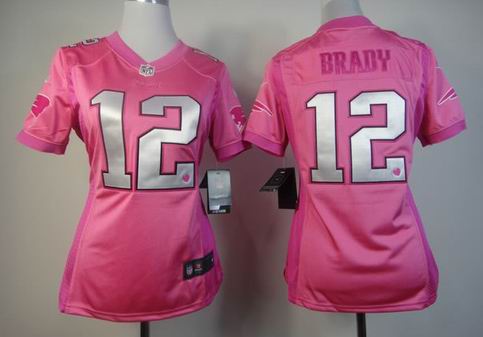 Women Nike New England Patriots 12 Brady pink Jersey with heart