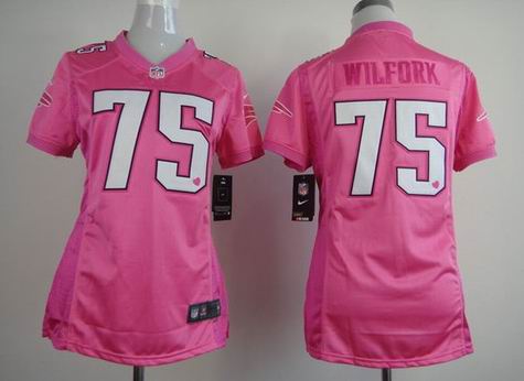 Women Nike New England Patriots 75 Wilfork pink Jersey with heart