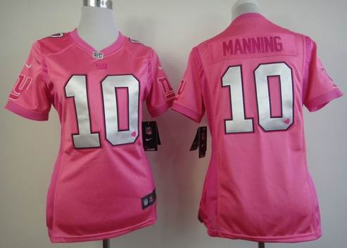 Women Nike New York Giants 10 Manning pink Jersey with heart