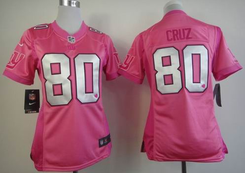 Women Nike New York Giants 80 Cruz pink Jersey with heart