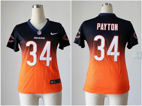Women nfl Bears 34 Payton Drift Fashion II blue orange Jersey