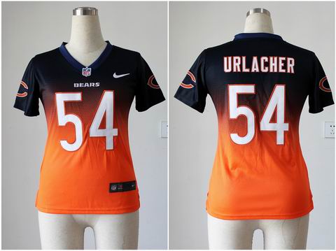 Women nfl Bears 54 Urlacher Drift Fashion II blue orange Jersey