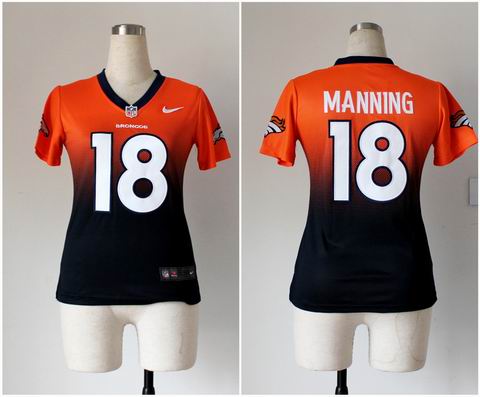 Women nfl Broncos 18 Manning Drift Fashion II orange blue Jersey