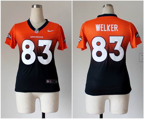 Women nfl Broncos 83 Welker Drift Fashion II orange blue Jersey